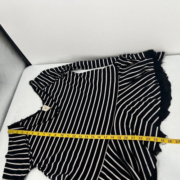 Free People S We The Free Stripe Peplum Top Ribbed Raw Hem 90s Grunge Knit - Picture 7 of 9